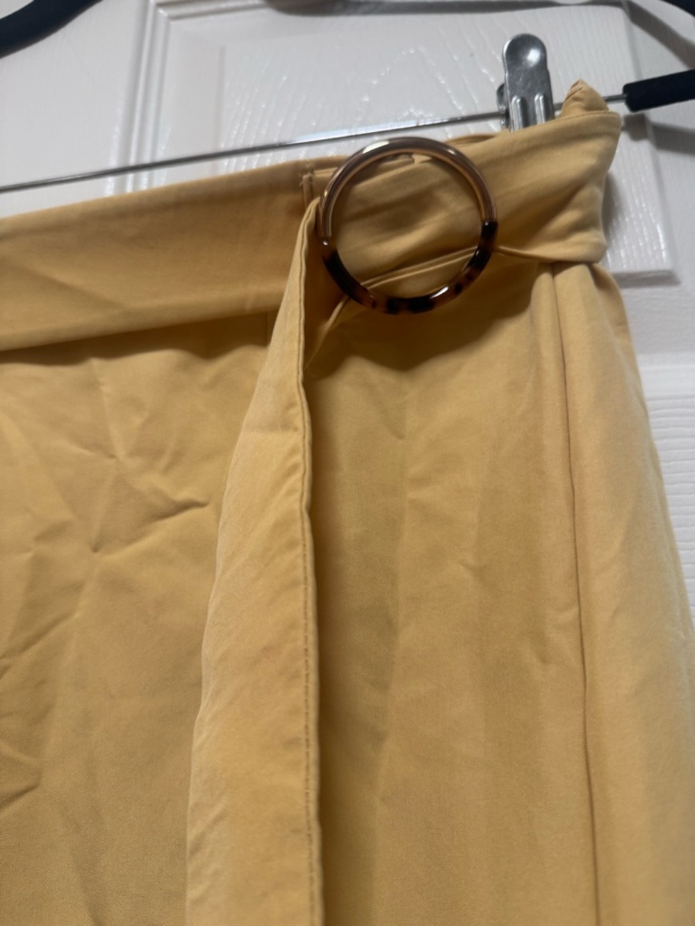 Mango Yellow A-Line Belted Midi Skirt - Picture 3 of 12